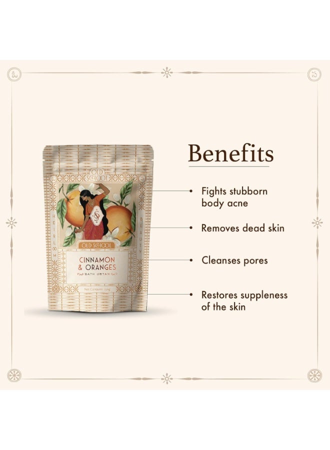 Old School Rituals Cinnamon & Oranges Bath Ubtan | Exfoliating & Acne-Fighting Body Wash Powder | Rich in Vitamin C for a Natural Glow | Vegan | Blend with Rice & Dal Powders | 250g - Image 3